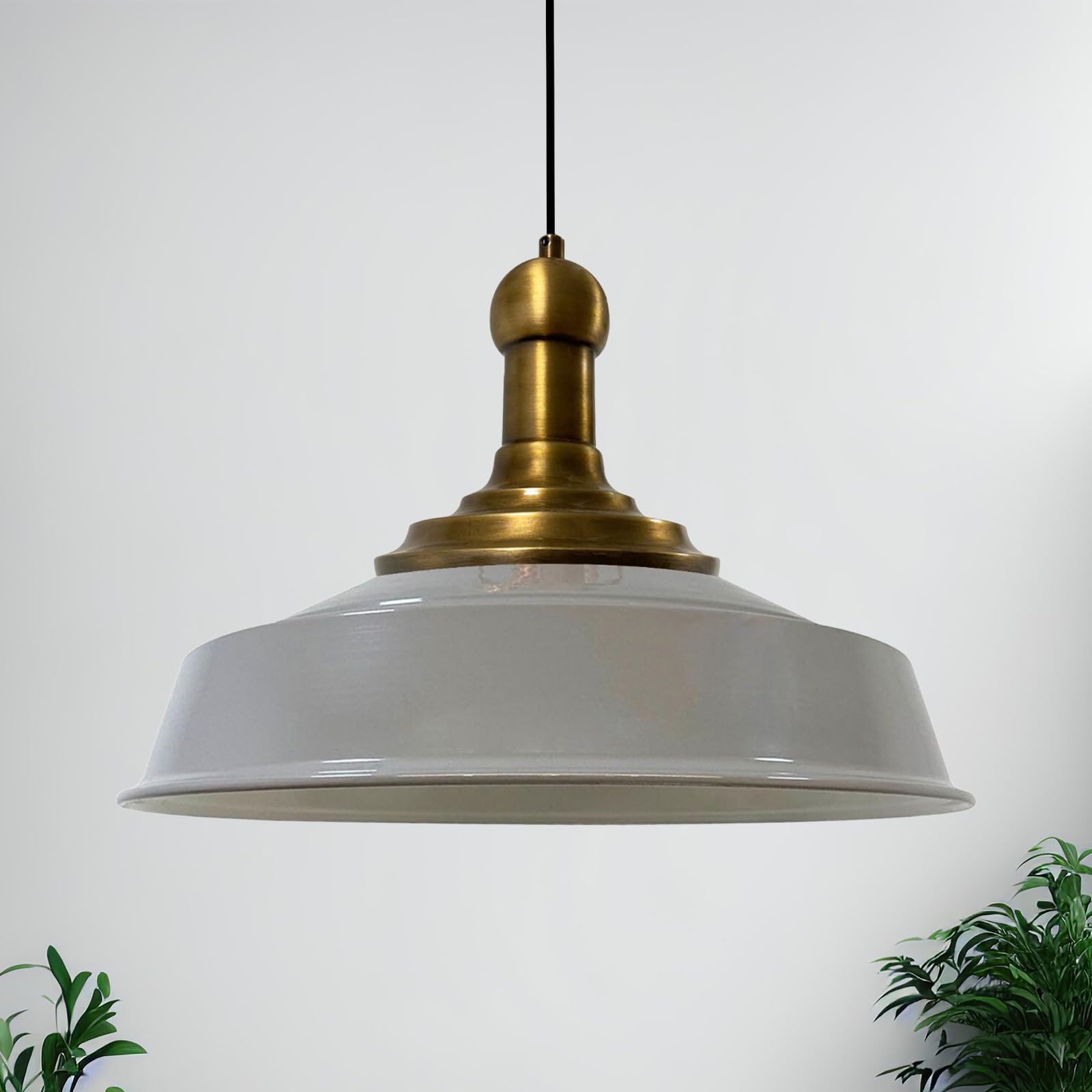 Bamyum Asletl Long-Knob 41 cm Vintage Metal Pendant Light - Kitchen Chandelier for Living & Dining Room - Grey — image 1