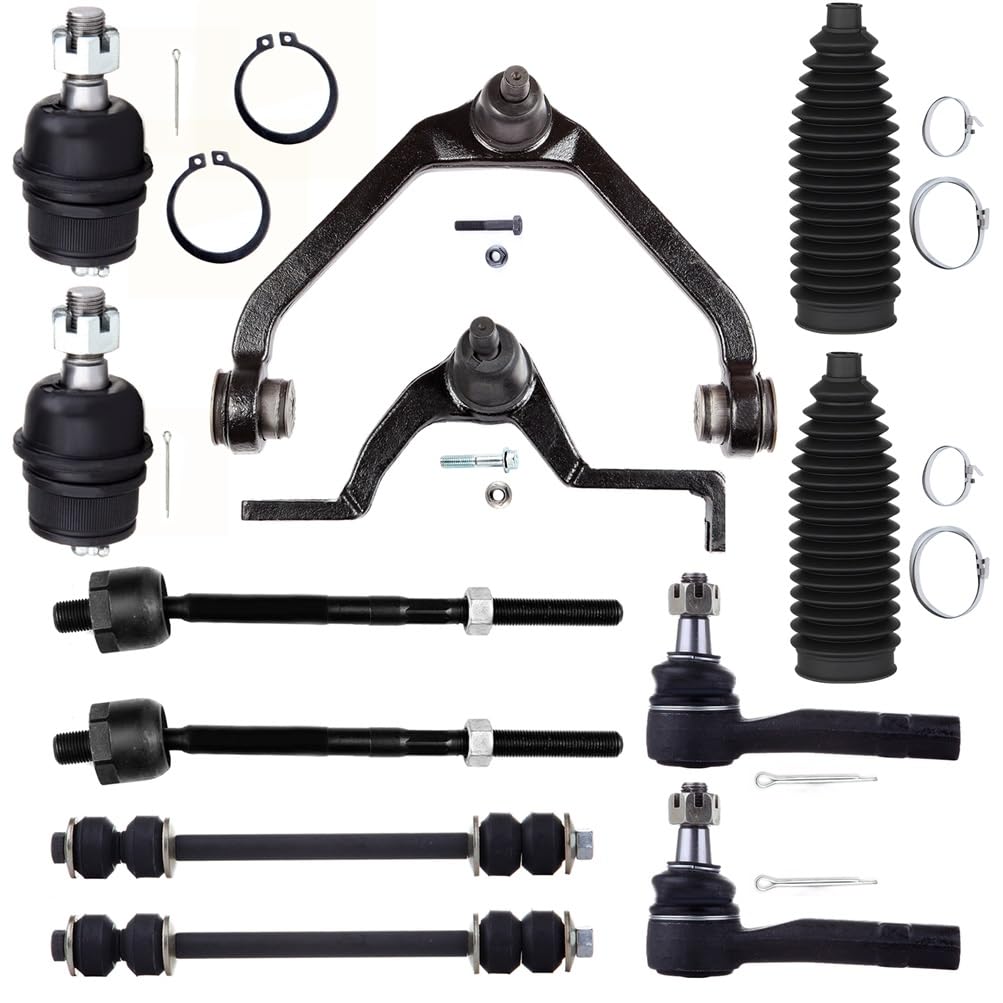 Front Upper Control Arm w/Ball Joint fit for Ford Explorer Sport Trac 2001 2002 2003 2004 2005, Suspension Kit with Inner Outer Tie Rod End w/Steering