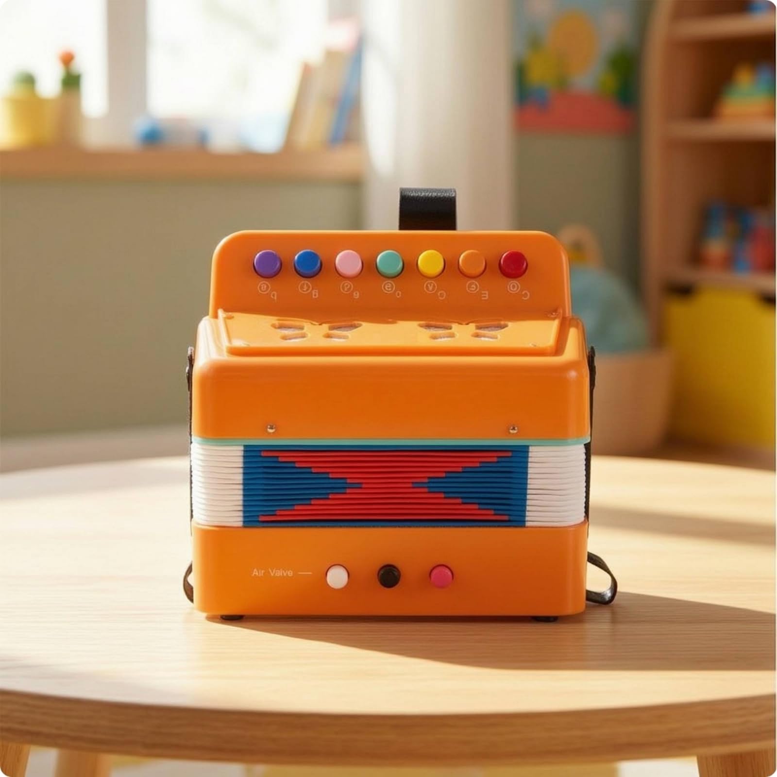 Fisarmonica per Bambini Strumento Didattico Mini Fisarmonica Organetto Portatile Giocattolo Musicale in Plastica con Tasti Rotondi Doppio Basso E , Nero