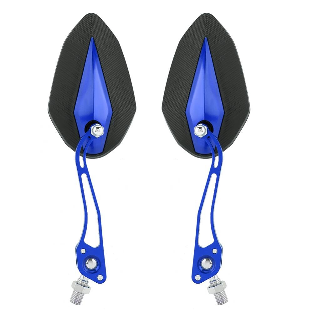 KIMISS Rétroviseur moto universel Rétroviseur latéral pour scooter 8mm 10mm (Bleu)