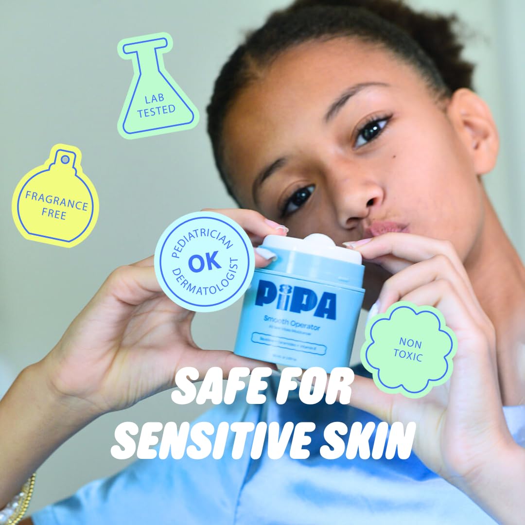 Pipa Skincare Smooth Operator Kids Face Moisturizer 1.7 oz | Clean, Non-Toxic, Hypoallergenic, Fragrance-Free Lotion | Multi-Vitamin Ceramides Cream | Gentle Daily Skin Care for Tweens Ages 8 to 13 Step 3: Moisturizer image 3 of 7 B0DJFZMNP9