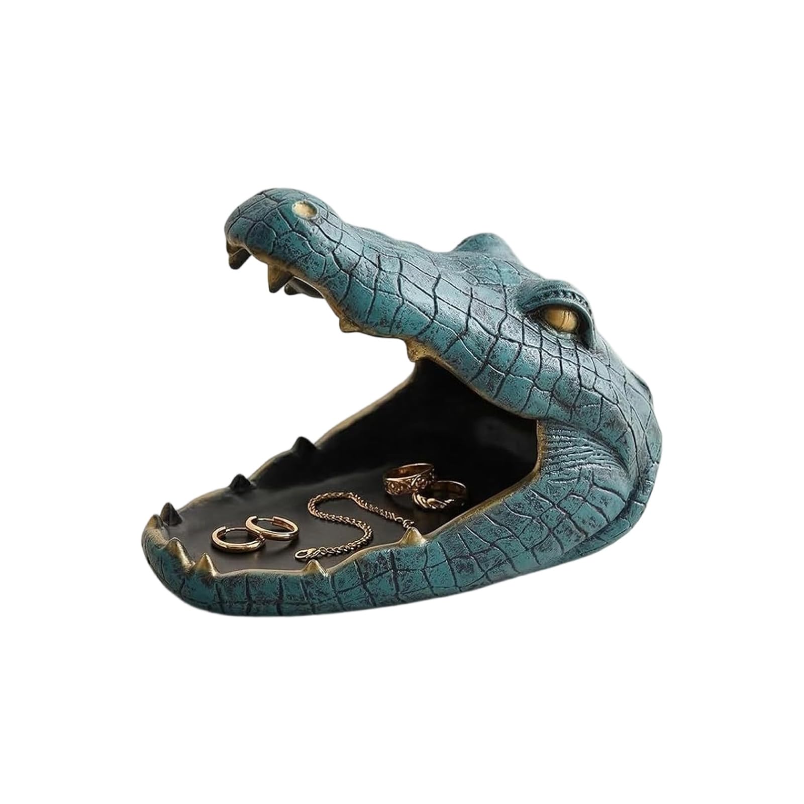 Yhplxyuus Crocodilian Candy Dishes, Fun Crocodilian Statue Bowl for Entryway Table, Large Mouth Sculpture Weird Animal Candy Bowl for Offices Entryway Figurine Holder