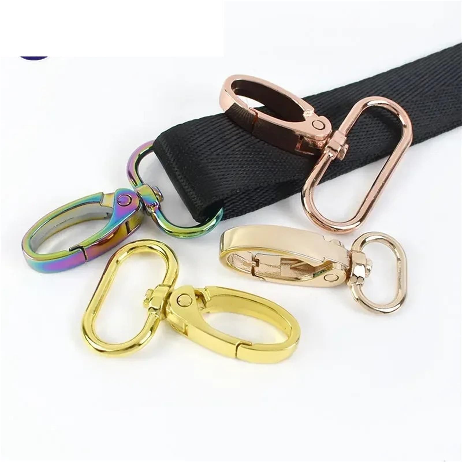 Drehbarer Karabinerhaken aus Metall | Mehrfarbige 13–38 mm drehbare Karabinerhaken, 20 Stück, for Taschen, Kragen, Gürtel, DIY(Colored,38mm-20Pcs)