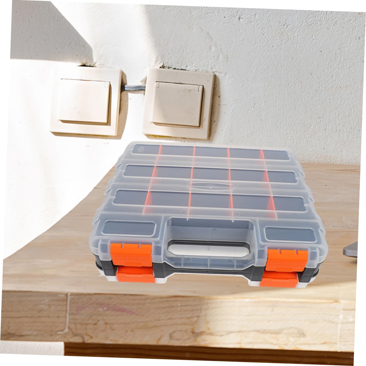 Caja de Almacenamiento de Plástico para Herramientas Compartimentos | Tapa Transparente, Reutilizable, Rejillas Múltiples, para Componentes Electrónicos y Kits Pequeños