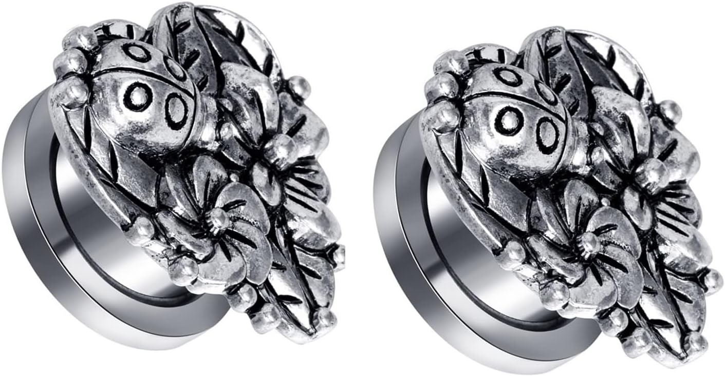 Homxi 2 PCS Ecarteur Oreille Acier Inoxydable,Tunnel D Oreille 3mm Rond Avec Fleur Set Ecarteur Oreilles Argent
