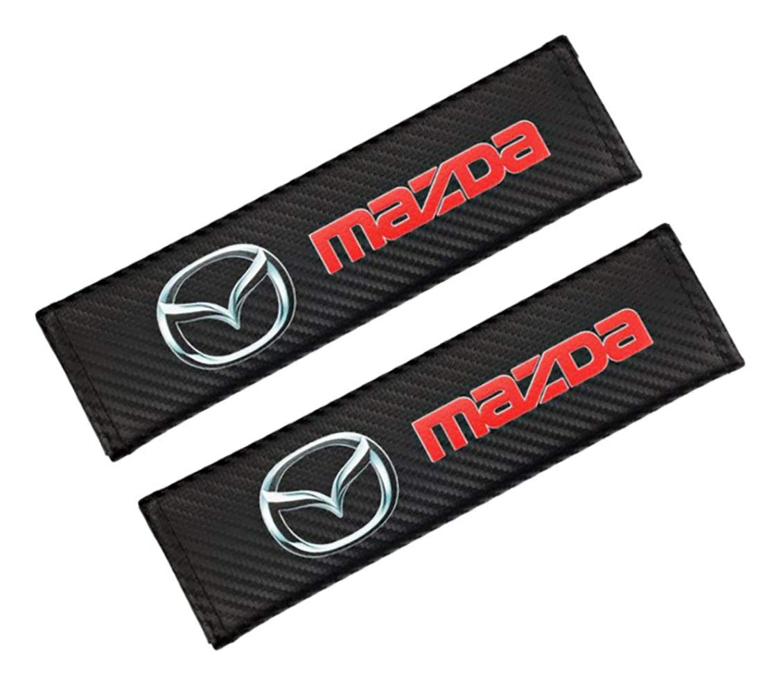 Carbon Fibre Effect Racing Style Seat Belt Pads. Mazda2 Mazda3 Mazda6 Atenza MX-5 CX-3 CX-4 CX-5 CX-8 CX-9