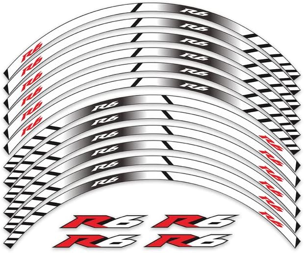 Motorcycle Rim Reflective Tape Sticker 17inch Wheel Stripes Decals Compatible with Yamaha YZF-R6 YZF R6 (B)
