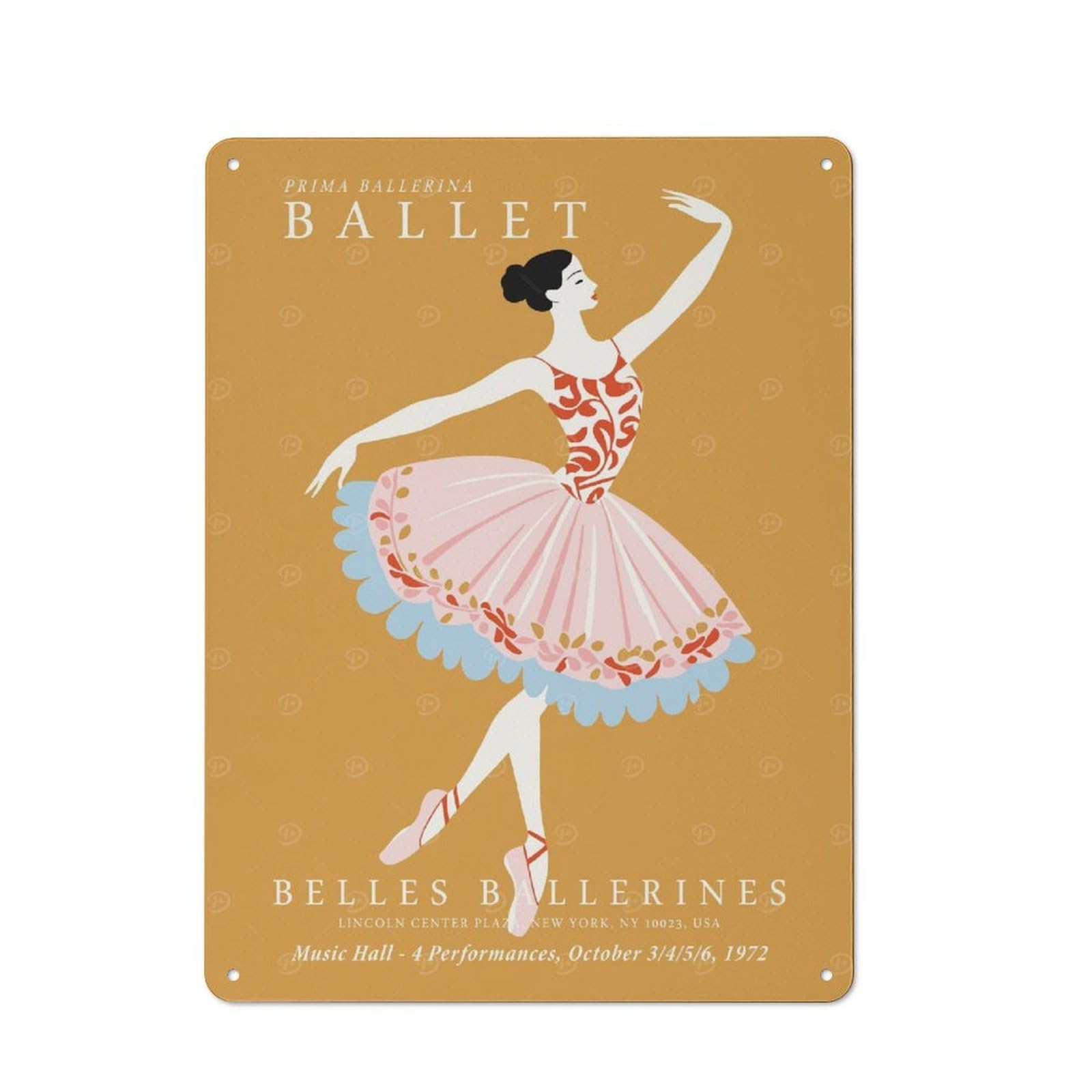 Junmoney Style-11 For Hobby Room Or Studio, Prima Ballerina Ballet Retro Metal Wall Sign 40X30cm, For Vintage Wall Decor Fans, For Themed Room Decoration