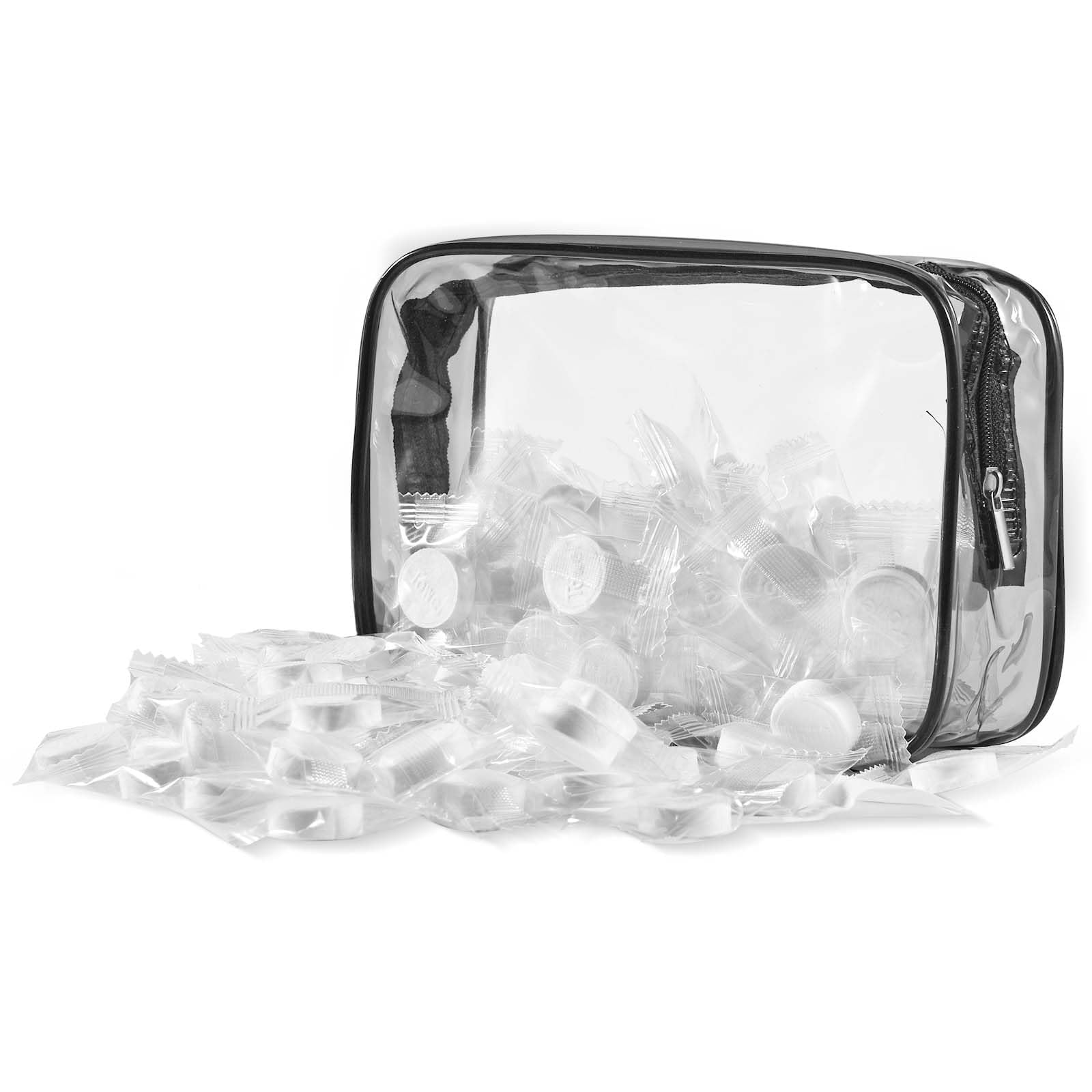 YHCG 100 PCS Compressed Towels, Disposable Portable Mini Coin Tissue, Hand Wipe Camping Face Towel Tablets with Waterproof Clear Plastic Storage Bag for Travel Camping Hiking Home Beauty