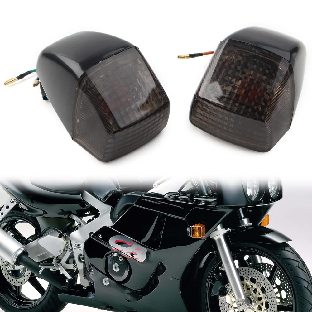Cnfang4 Motorcycle Turn Signal Lights Indicators LED for HONDA RVF400 NC35 1995-1998 Smoke Lens