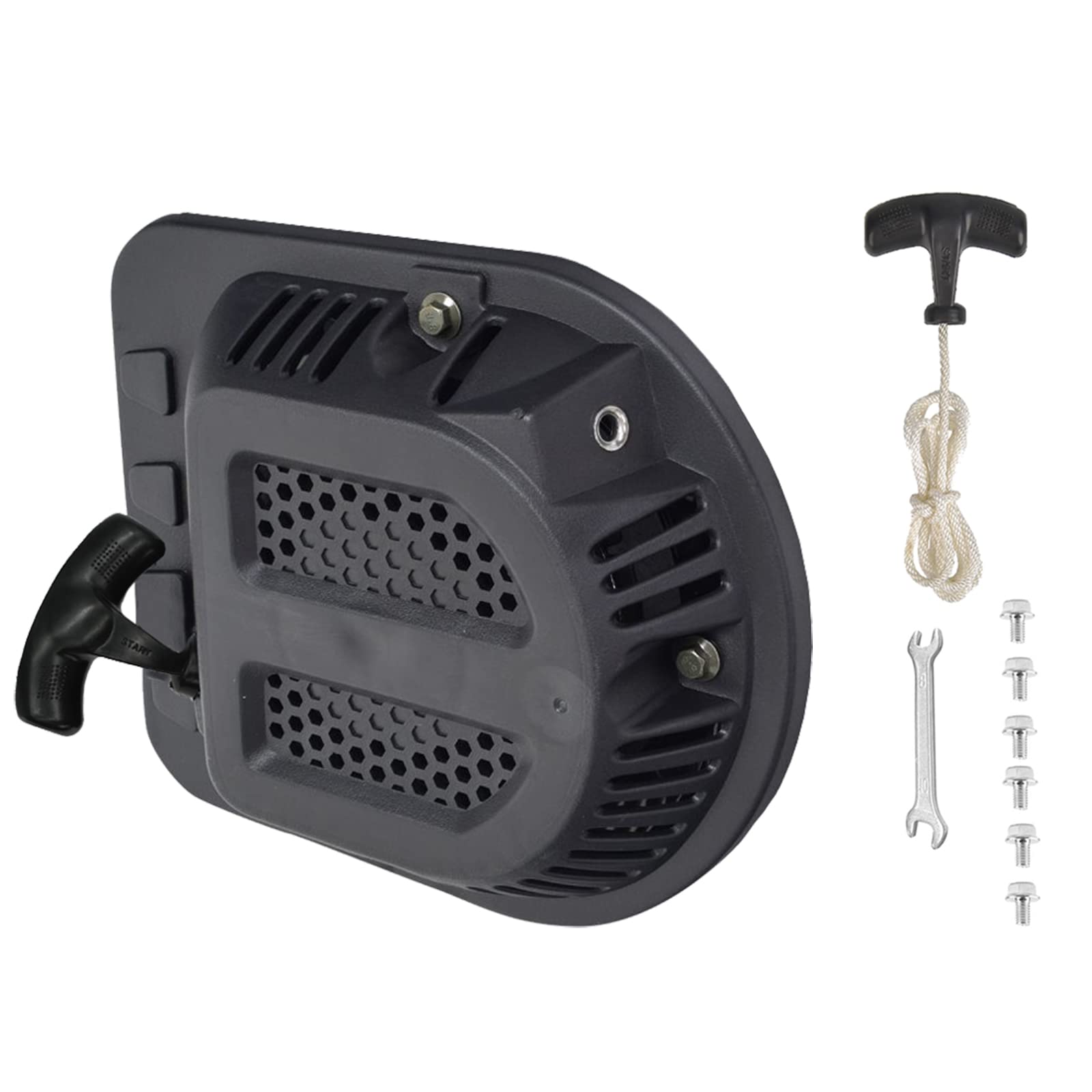 JMCHstore Pull Start Recoil Starter Assembly for Massimo Moto Baja MB200 MB200GC 196cc 4 Stroke 6.5hp Baja Heat, Mini Baja, Baja Warrior 196cc Mini Bike Replacement Parts w/Spare Pull Cord & Handle