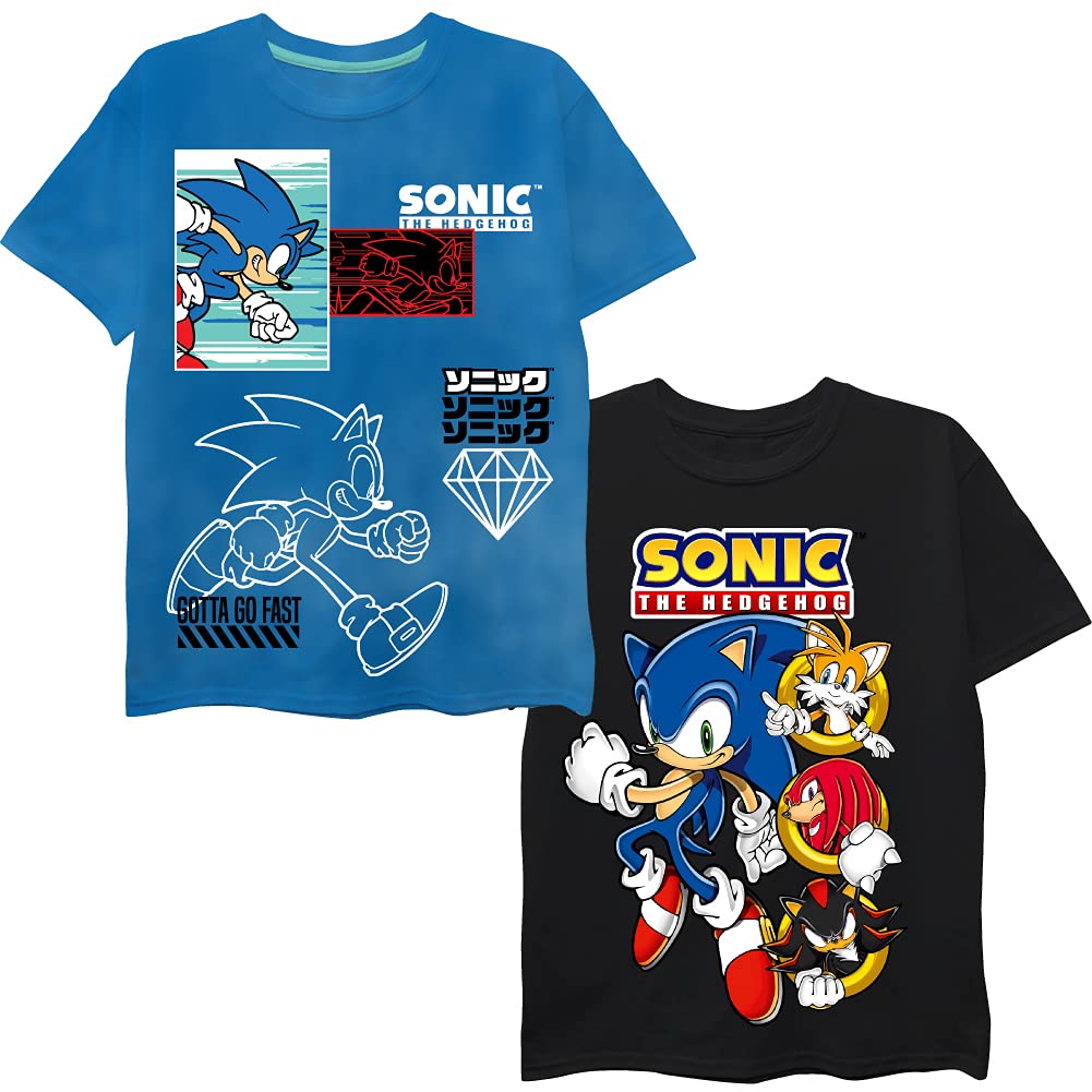 Amazon.com: SEGA boys Sonic the Hedgehog 2 Pack Short Sleeve T 