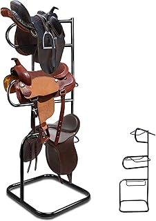 3 Tier Saddle Rack,Heavy Duty Rotatable Saddle Stand for English and Western Saddles,Horse Tack Storage for Horse Stall,Stable,Tack Room, Garage, Equestrian Shop