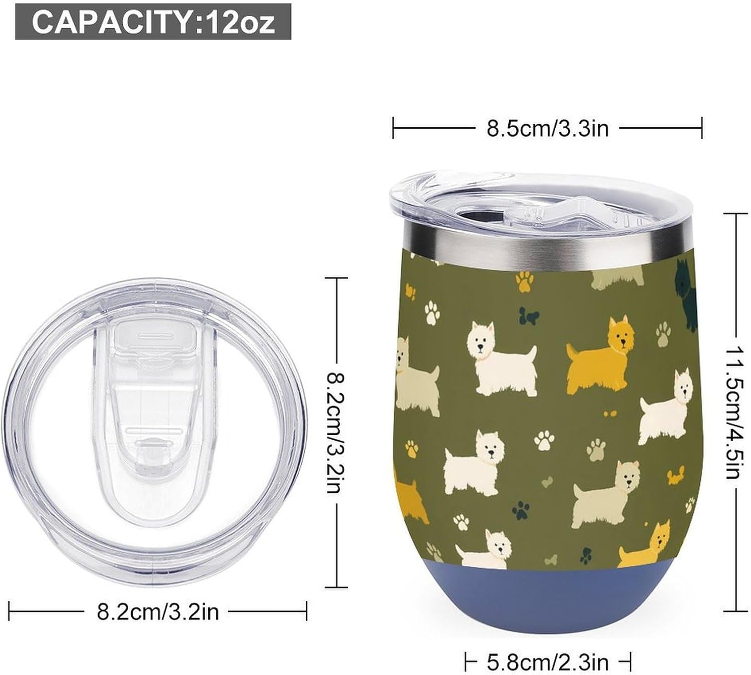 Abstract West Highland Terrier Dog Insulated Drinking Cup Stainless Steel Coffee Mug Wine Tumbler with Lid 12OZ