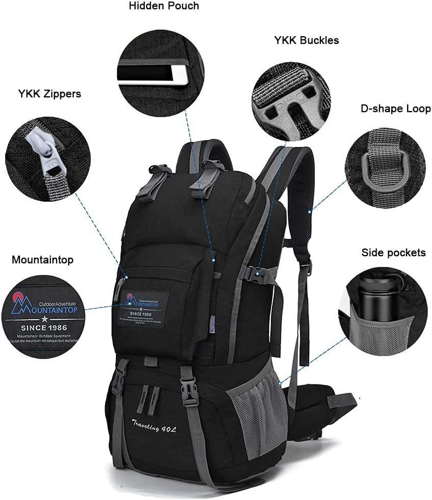 MOUNTAINTOP 40L Hiking Backpacks with Rain Cover for Women Men : Sports & Outdoors