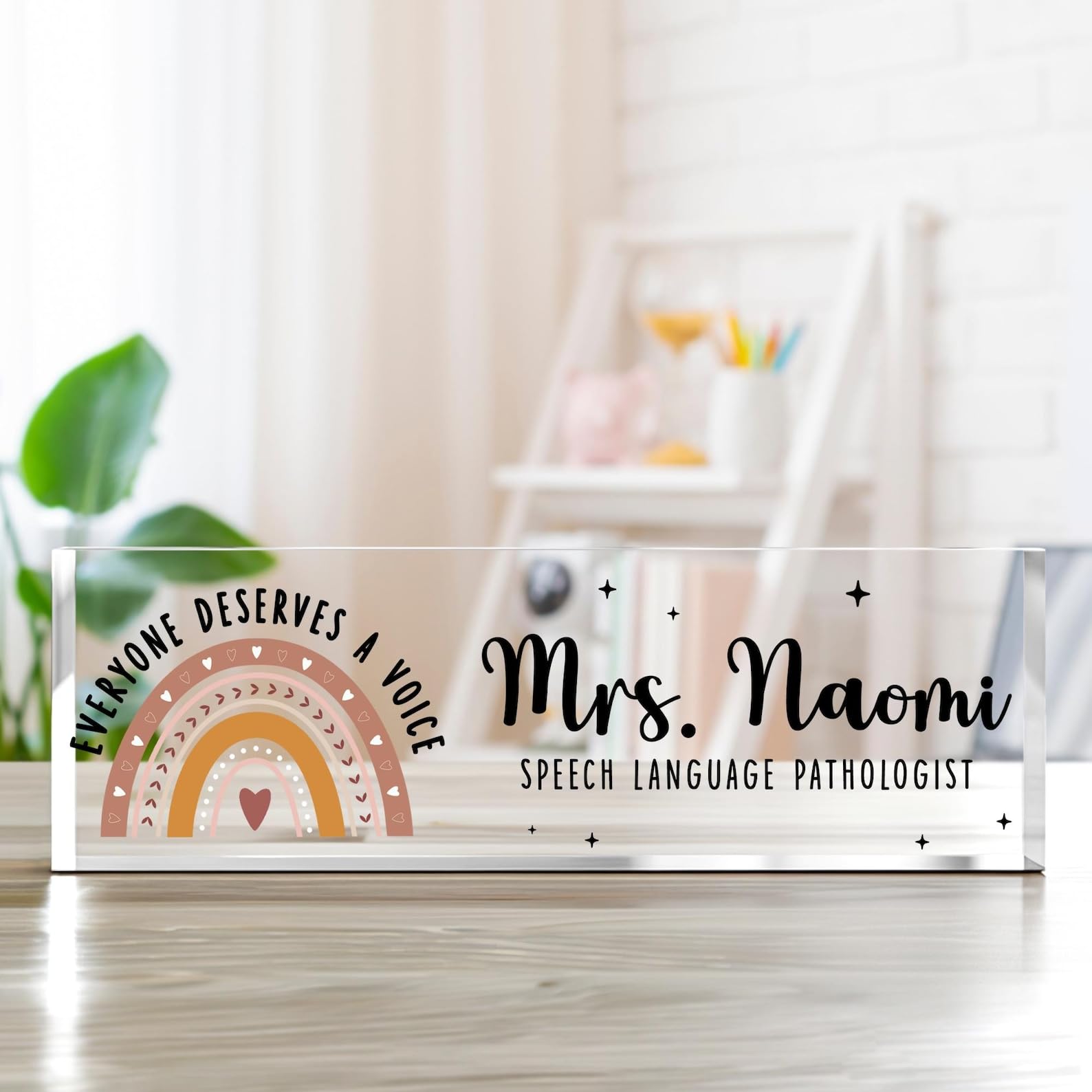 Personalized Speech Therapist Desk Name Plate, Custom SLP Teacher Name Plate for Desk, Language Pathologist Gift, Speech Therapy Room Decor, New SLP