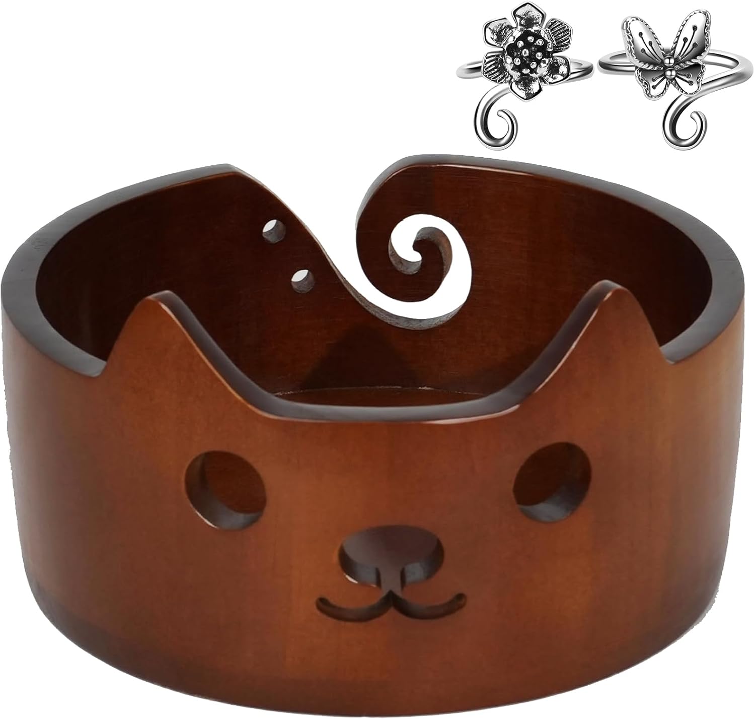 Large Crochet Yarn Bowl, Polished Cat Bowl Crochet Storage Organizer for Knitting and Crocheting 7.5x4.33in, Retirement Gift, Present for Moms, Birthday Gift for Crochet Lovers