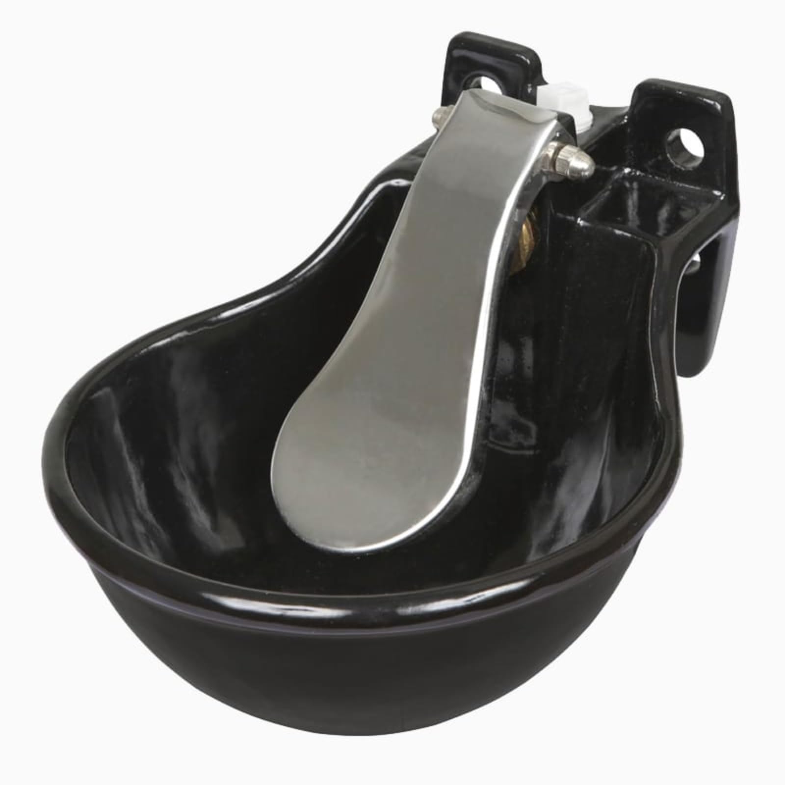 Abbeveratoio Automatico per Bovini, Equini, Vitelli, Cavalli, Mucche, a Tazza Larga Coppa Ciotola da 1,45 litri in Ghisa, con Paletta a Pressione Battimuso Linguetta in Acciaio Inox
