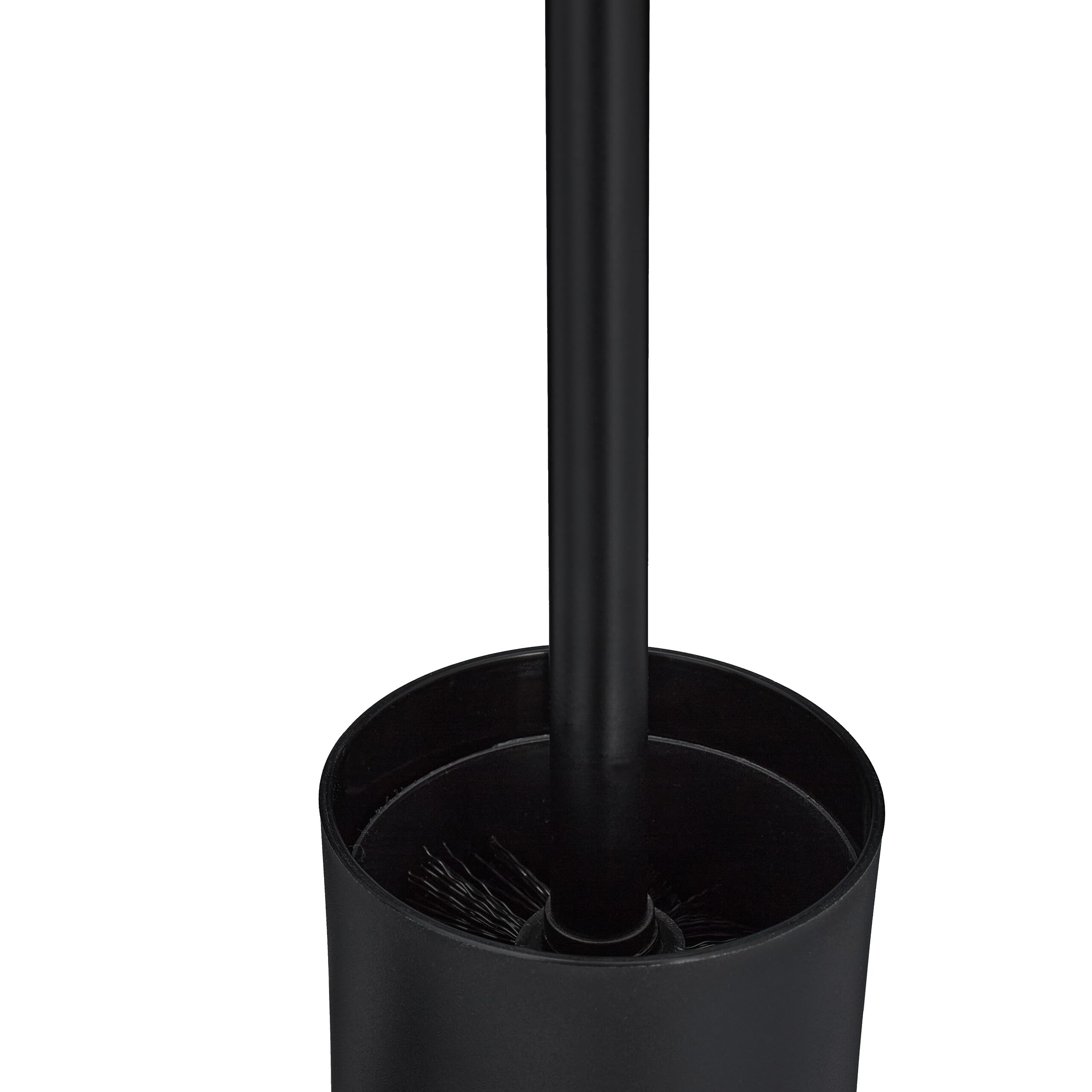Relaxdays Piantana Portarotolo e Portascopino, HLP 64,5x23x17 cm Porta Scopino e Carta Igienica da Bagno, in Ferro, Nero