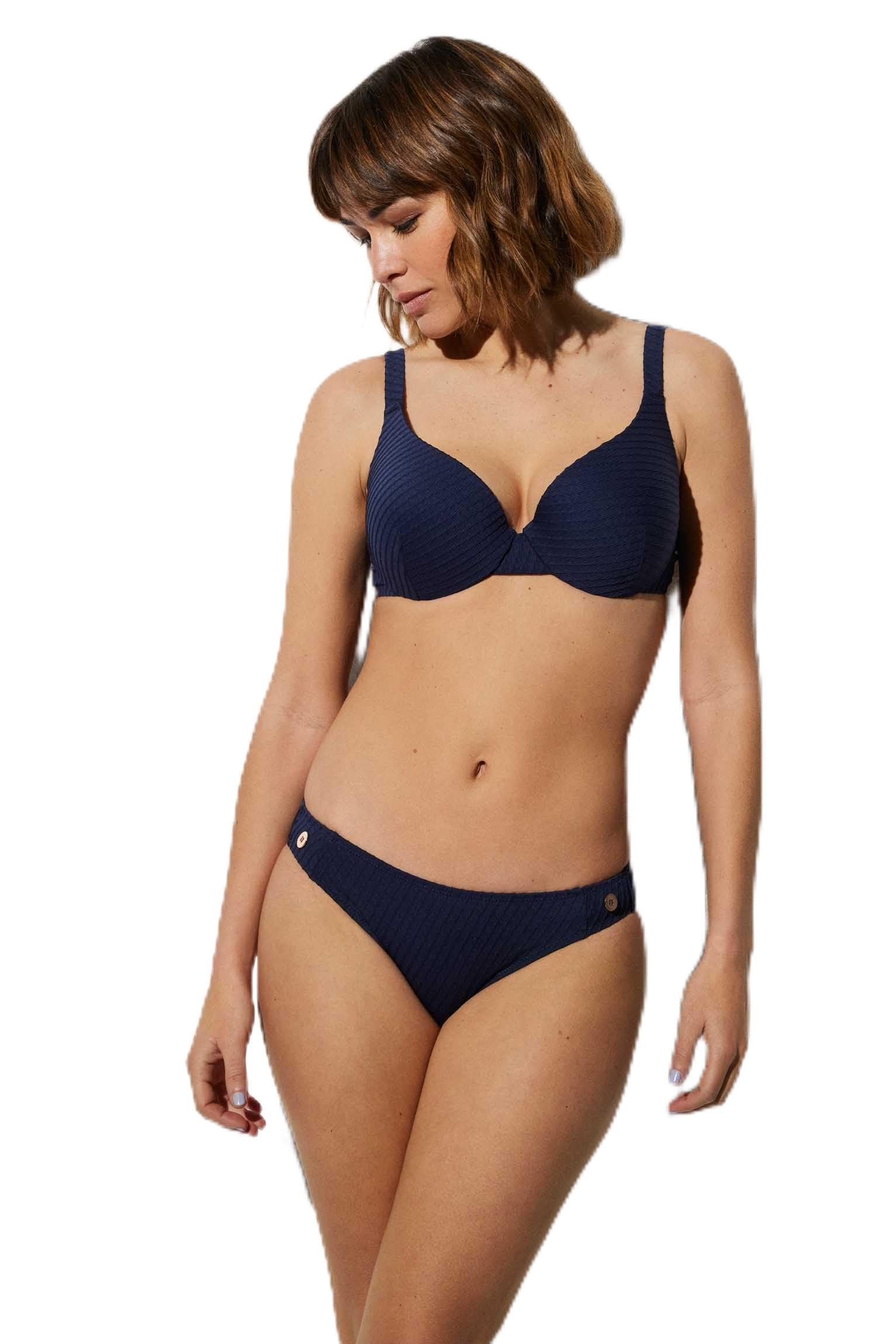 YSABEL MORA Conjunto de Bikini aro con Relleno Tejido con Textura Marino