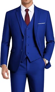 WEEN CHARM Men's 3-Piece Slim Fit Suit Set-2-Button Blazer,Vest & Pants-Formal Wedding,Prom,Party & Business Tuxedo