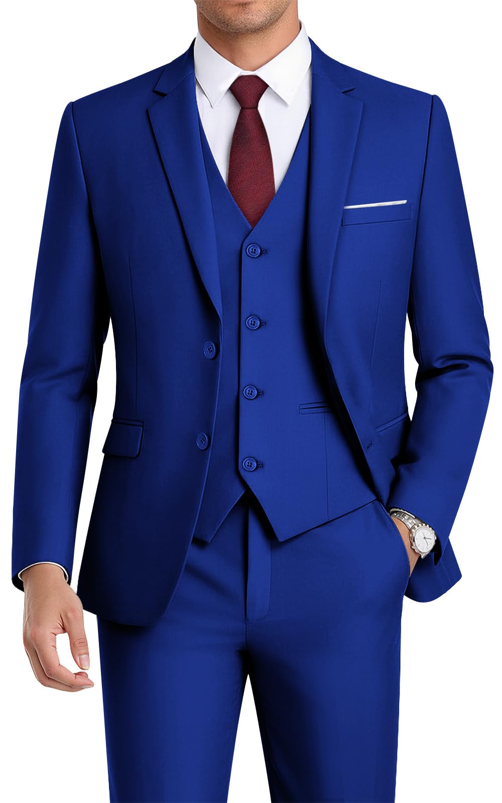WEEN CHARM Men's 3-Piece Slim Fit Suit Set-2-Button Blazer,Vest &amp; Pants-Formal Wedding,Prom,Party &amp; Business Tuxedo