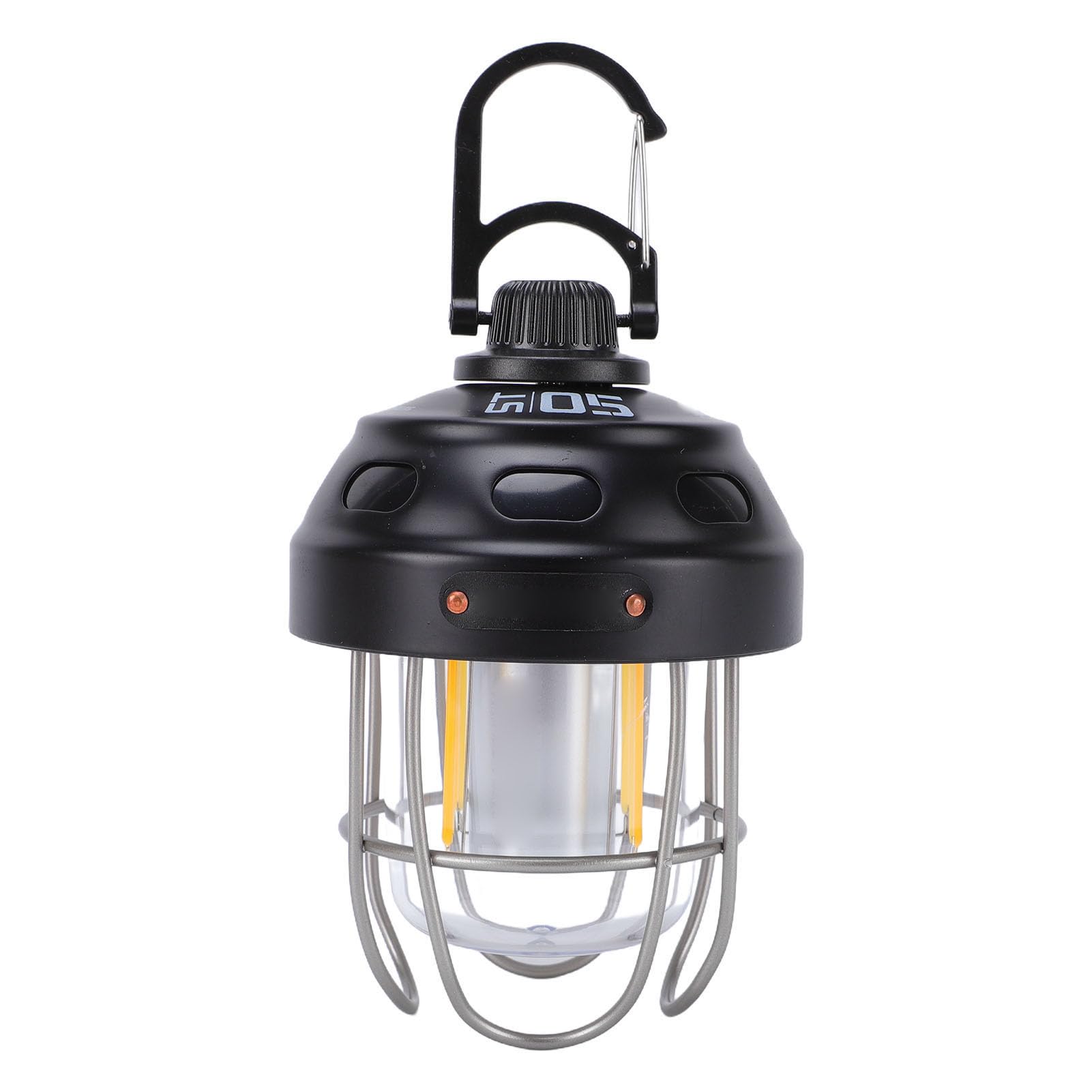 SIXRUN Lampada da Campeggio retrò, Impermeabile IPX3, Autonomia 100 Ore, | Paralume in Acciaio Al Carbonio, 5 modalità di Illuminazione, Power Bank D'emergenza, Ricaricabile Via Type-C, Perfetto per