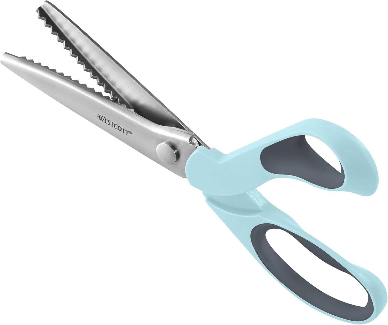 Westcott Pinking Shears for Fabric Cutting, 9.5" Titanium-Bonded ZigZag Edge, Soft Handle Scissors with Bent Handle for Crafting, Sewing, Quilting