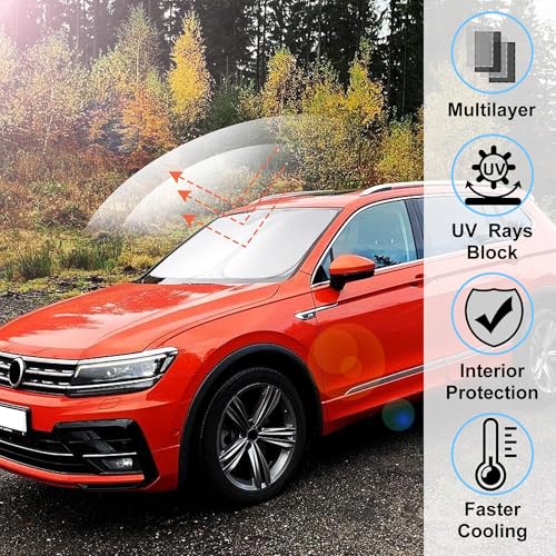 Image of Windshield Sun Shade Fit for 2018-2023 2024 2025 2026 Volkswagen VW Tiguan Accessories Window Sunshade Shield Sun Visor Heat Protection