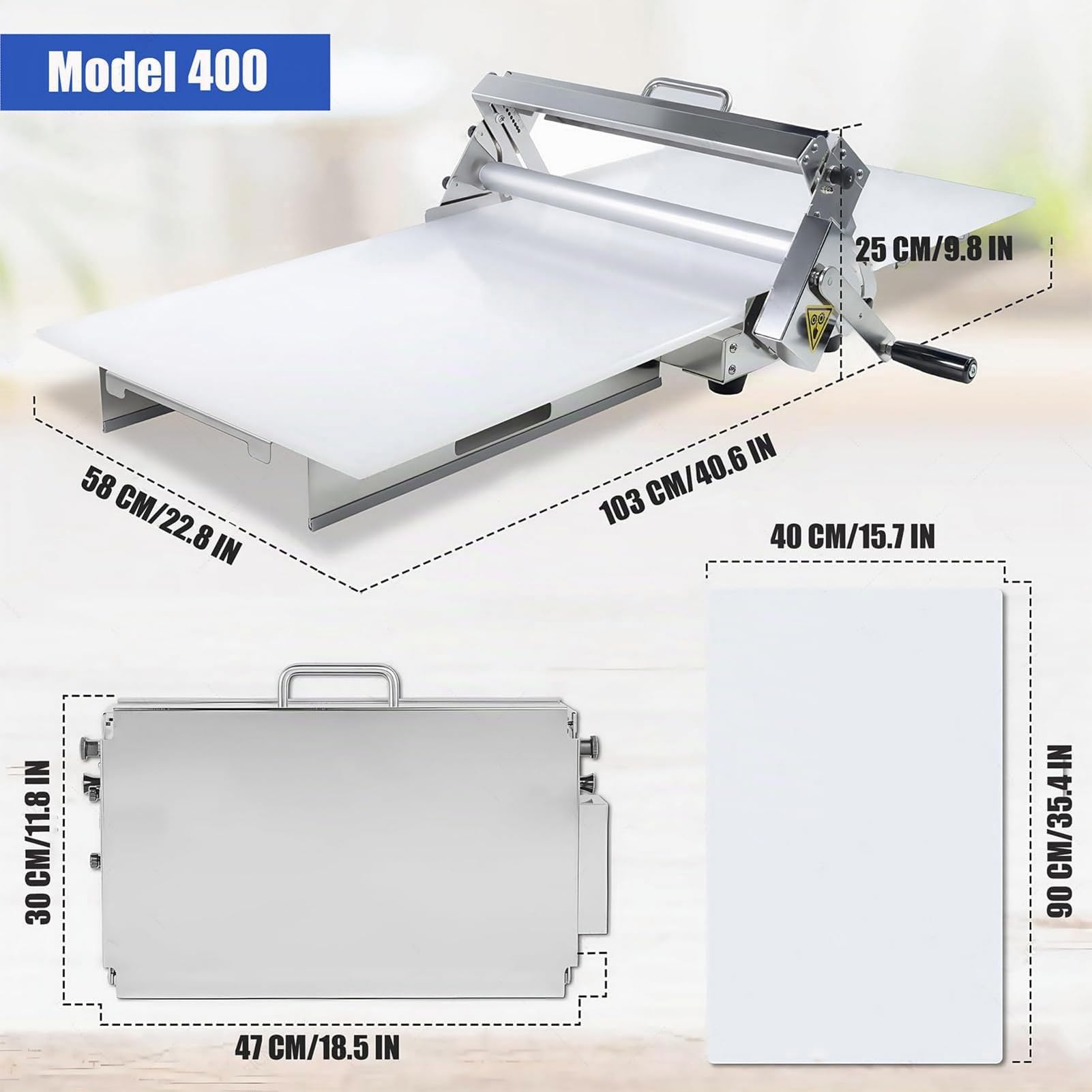 Laminoir Pate Feuilletée Professionnel Patisserie Manuel Inox a Pizza laminoire À Pâte Pliable Professionnel Pour Croissants,Pizza & Pâtes,Surface Antiadhésive En Pp Alimentaire