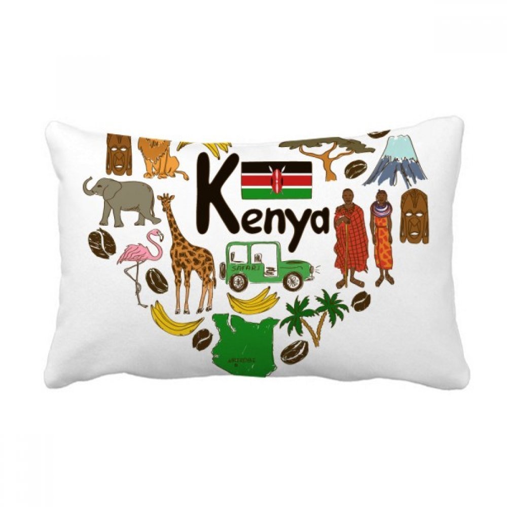 Coussin Kenya Love Heart avec insert drapeau national multicolore 40x60 cm pour canapé