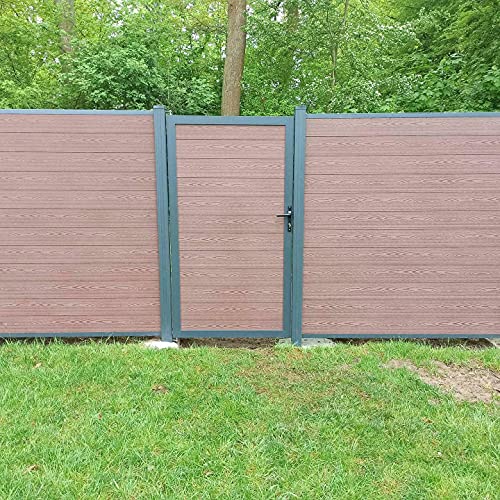 DeToWood WPC-Zaun l Sichtschutz-Zaun Steckzaun Gartenzaun Komplettset Aluminiumpfosten I zum Einbetonieren I Braun (10x… – Bild 5