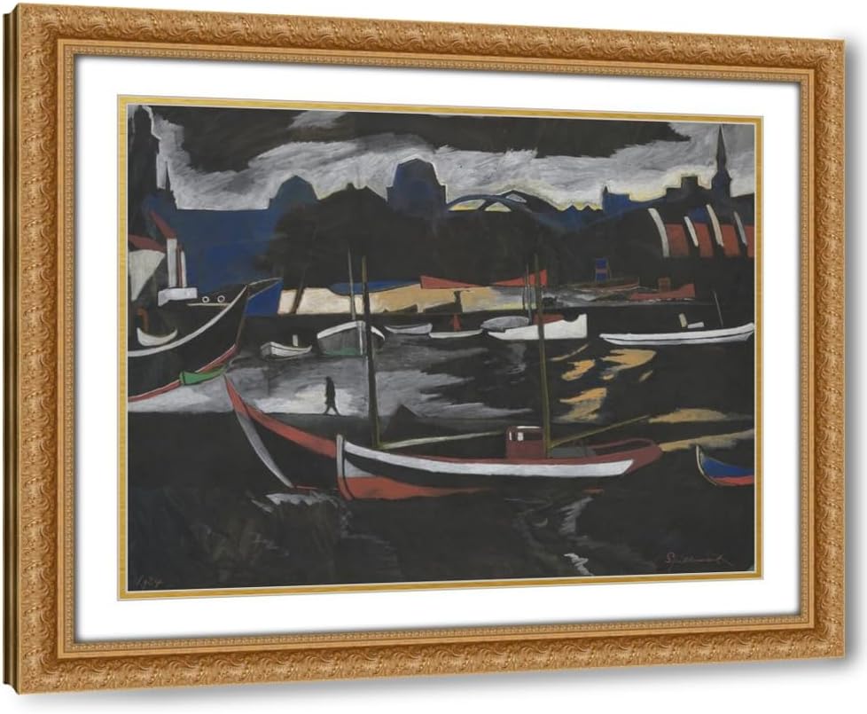 ArtDirect Handelsdokken te Oostende (1924) Custom Framed Art Print Giclee Print or Canvas Options with Various Sizes and Customization by Léon Spilliaert