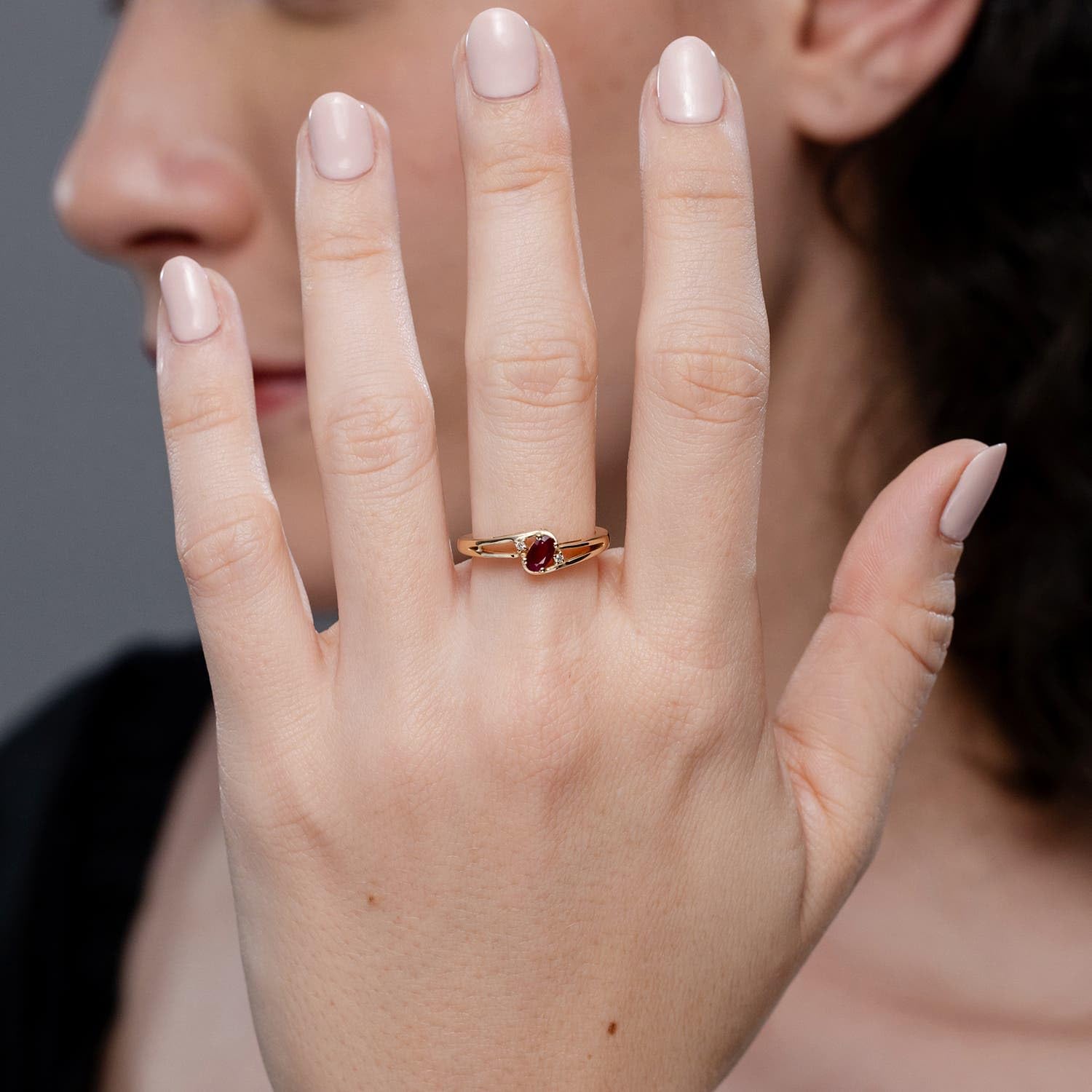 July Birthstone - Split Shank Solitaire Oval Natural Ruby and Diamond Ring for Women in 14K White Gold (5x3mm Ruby) - Image 3