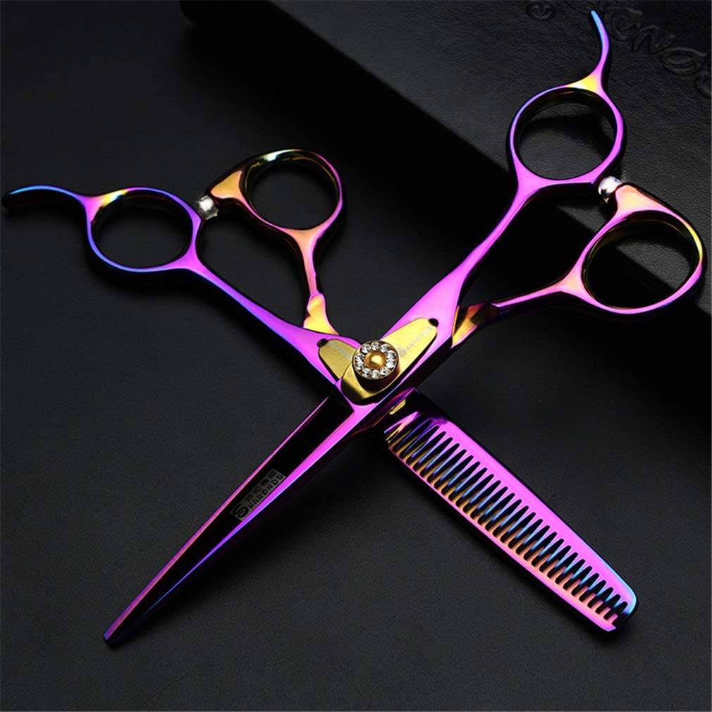 Friseurscheren-Set 6.0 Zoll, Friseur Clipper Japan Haircut Edelstahl Styling-Werkzeug (Gerade Schere + Zähne Schere), Für Friseurbedarf, Home Use, Salon,Black 1