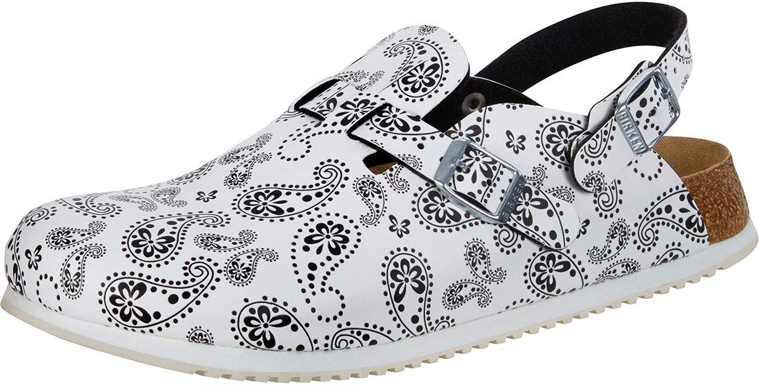 Kay Clogs Work Shoes Women Supergrip Paisley Black/​White