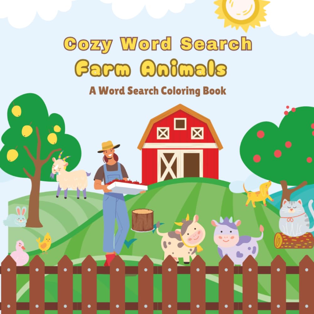 Cozy Word Search: Farm Animals - A Word Search Colouring Book