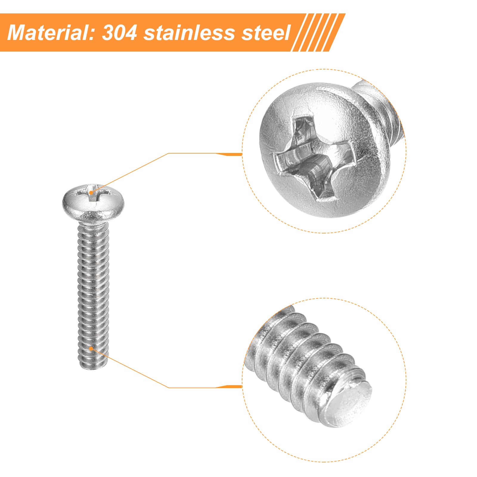 100 Viti Testa Tonda Phillips 4-40 X 5/8 Pollici Acciaio Inox 18-8 – Fastenere