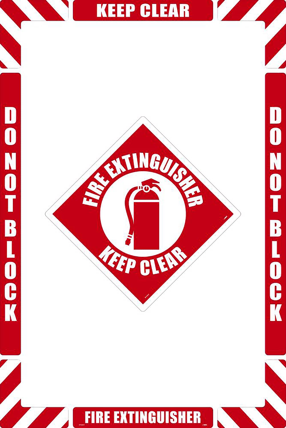 NMC Fire Extinguisher Keep Clear Walk-On Floor Marking Kit, with Smooth Non-Slip Surface, Configurable (Includes 12 X 12 Center Floor Sign And Marking Strips With Corner Angles), WFKSM07