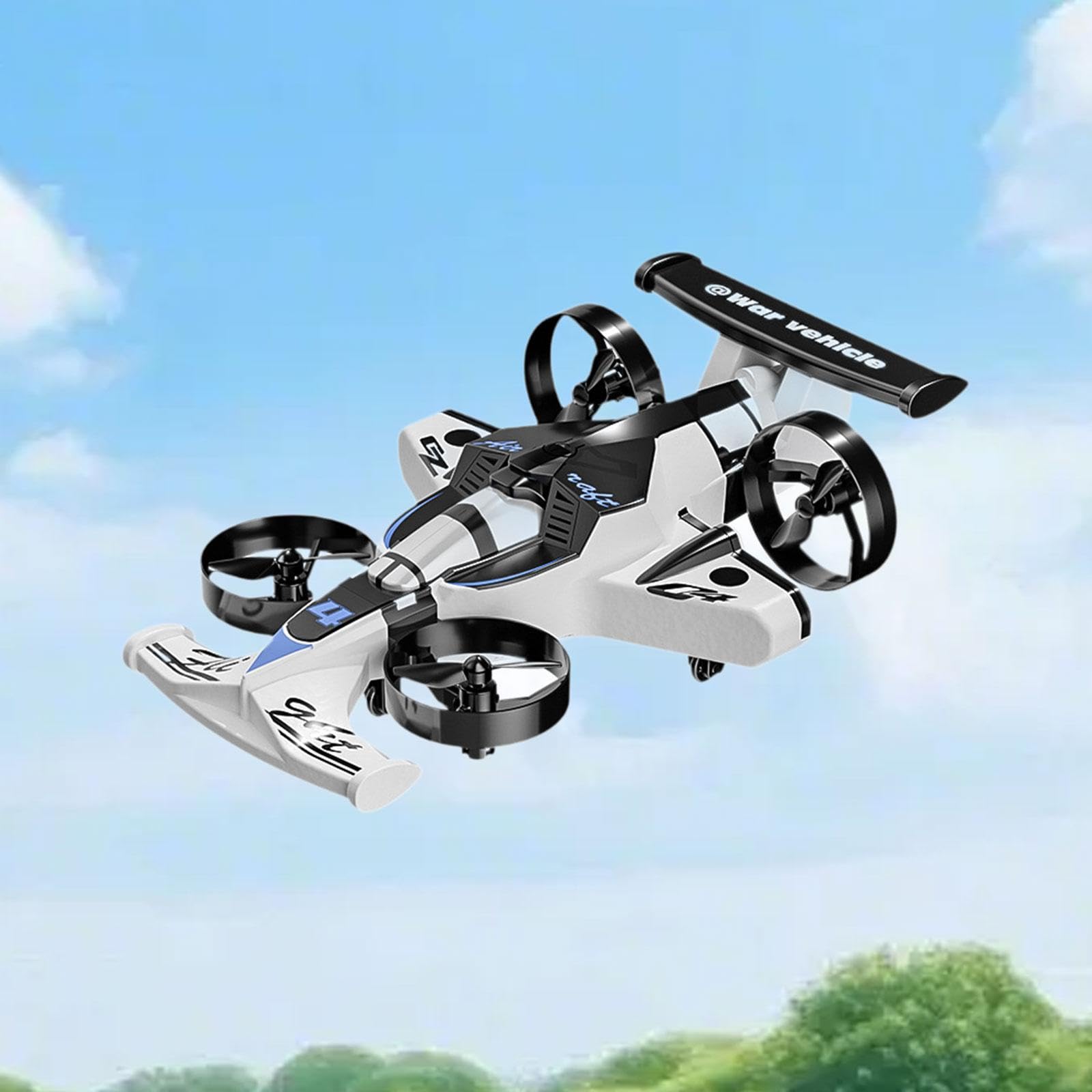 Mini Drone RC 2 in 1 per Auto Giocattolo, con Telecomando, Aeroplano Telecomandato per Ragazzi, Ragazze E, Bianco