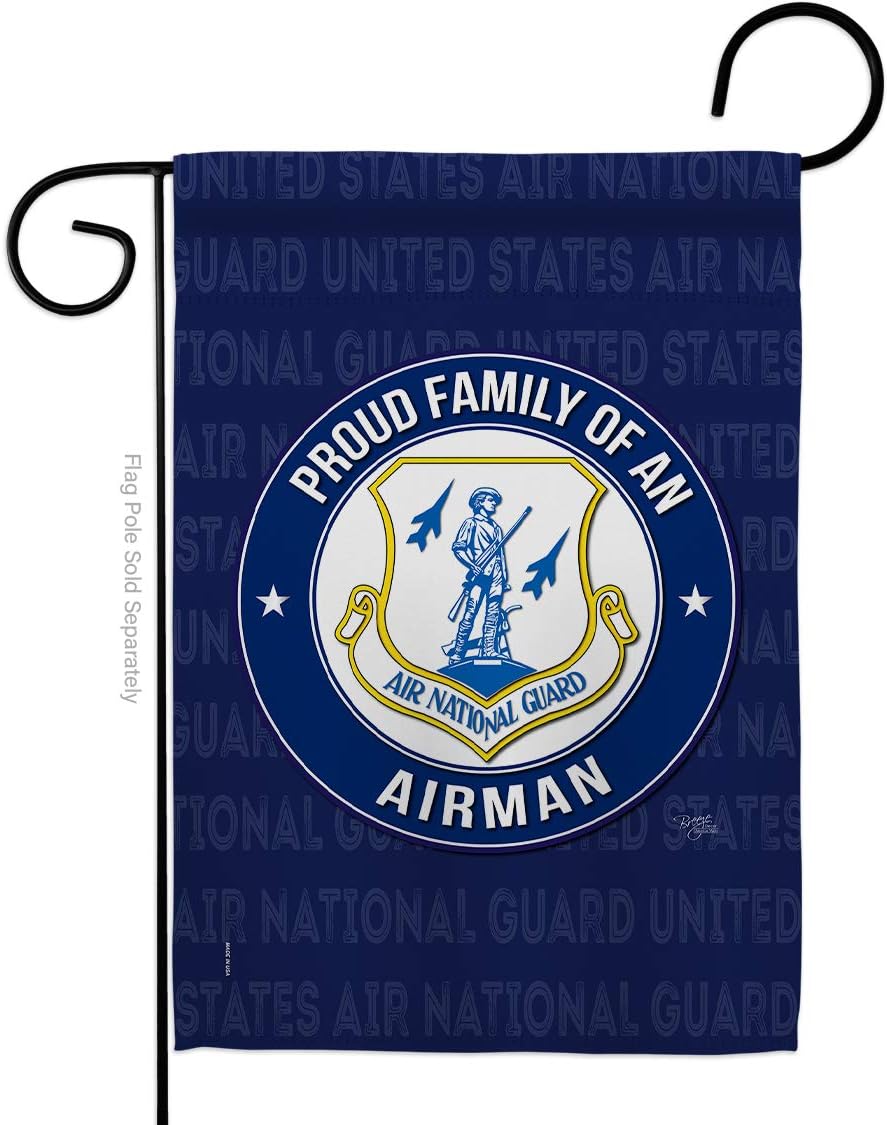 National Guard Air Force Proud Family Airman Garden Flag Armed Forces ANG United State American Military Veteran Retire Official Small Gift Yard House Banner Double-Sided Made In USA 13 X 18.5