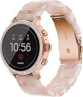 iLVANYA Watchband for Fossil Women's Gen 5E 42mm /Women's Gen 6 42mm/ Gen 4 Venture HR Bands,18mm Pearl Resin Band Quick Release Strap for Fossil Venture Gen 4 HR/Gen 3