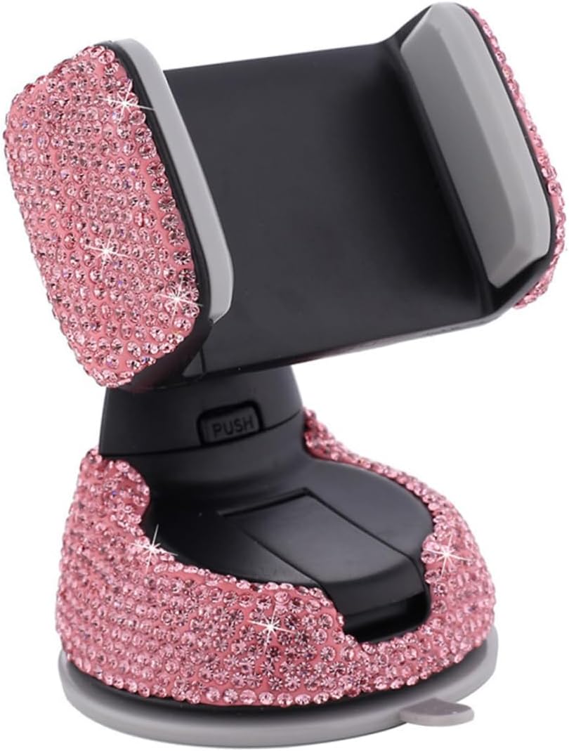 Bling Car Phone Holder Mount Adjustable Stable Air Vent Dashboard Stand Compact Car Accessories for Women with Multi Angle Viewing Safe Driving