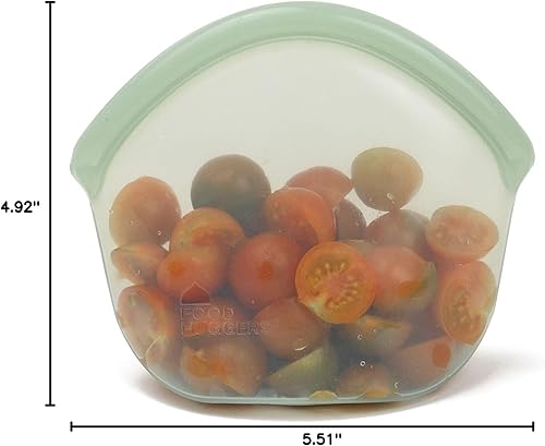 Vista 18 de Food Huggers Hugger Bags - Bolsa reutilizable de silicona para almuerzo y aperitivos, almacenamiento duradero, sin bisfenol A, apta para Ámbar