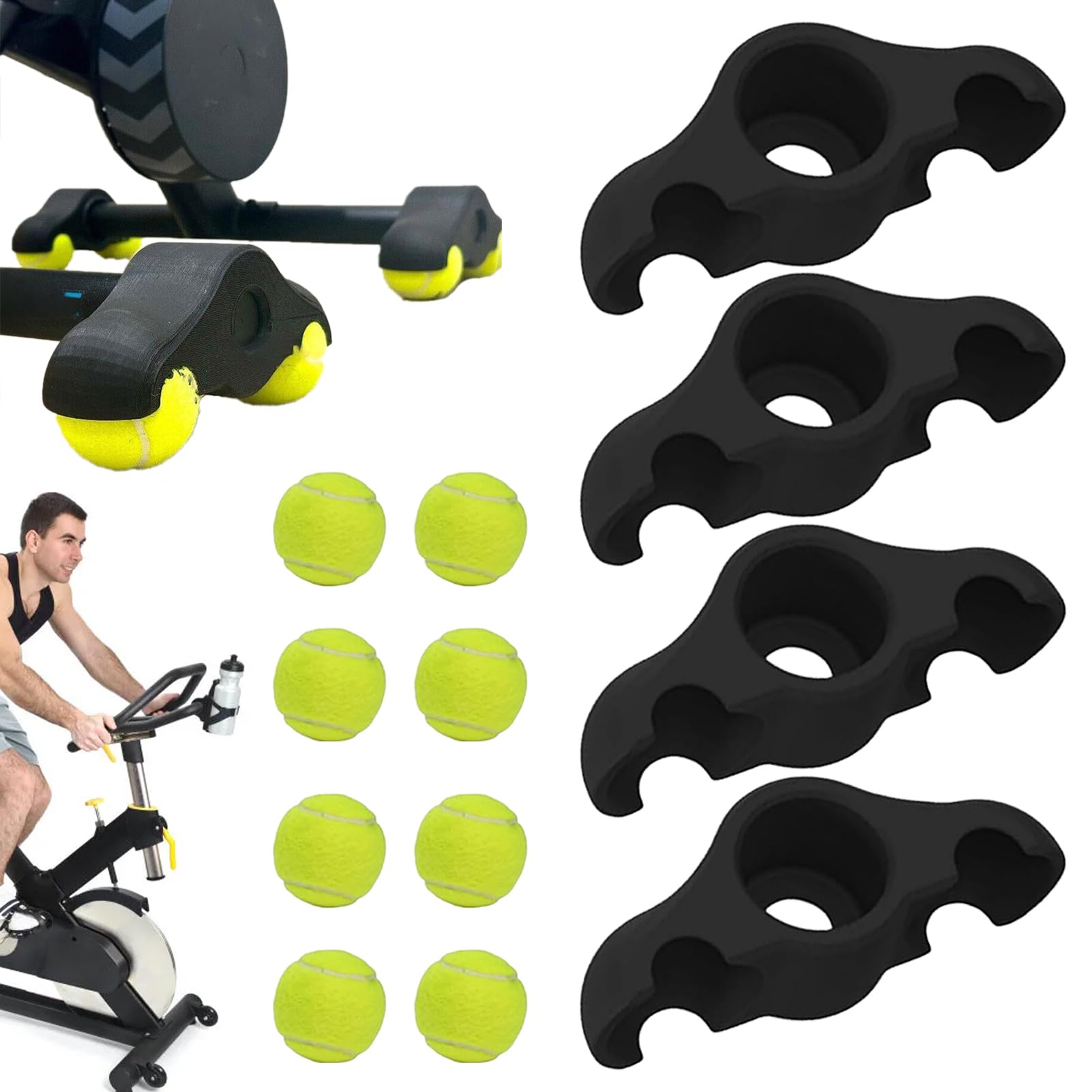 Adaptery do jazdy na rowerze wewnętrznym, antypoślizgowy 4-krotny trenażer rowerowy z 8 piłkami tenisowymi, sprzęt do ćwiczeń domowych, amortyzujący rdzeń sprzęt treningowy