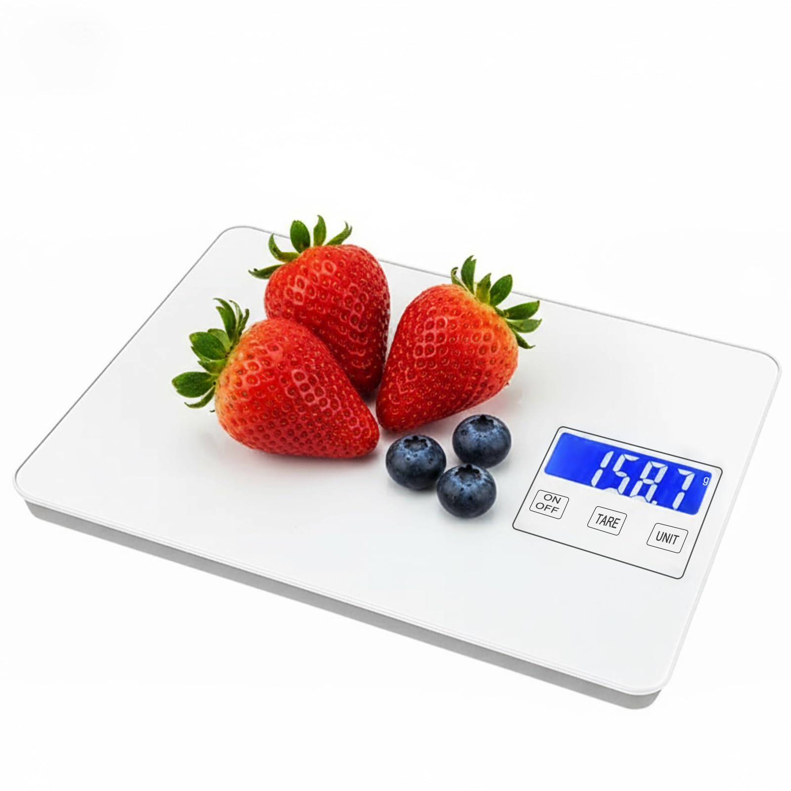 Digitale Küchenwaage mit großem LCD-Display und Tara-Funktion, präzise digitale Küchenwaage mit einem Gewicht von bis zu 15 kg, Genauigkeit 1 g, Einheitenumschaltung (g/kg/ml/oz/lb), ideal zum Backen
