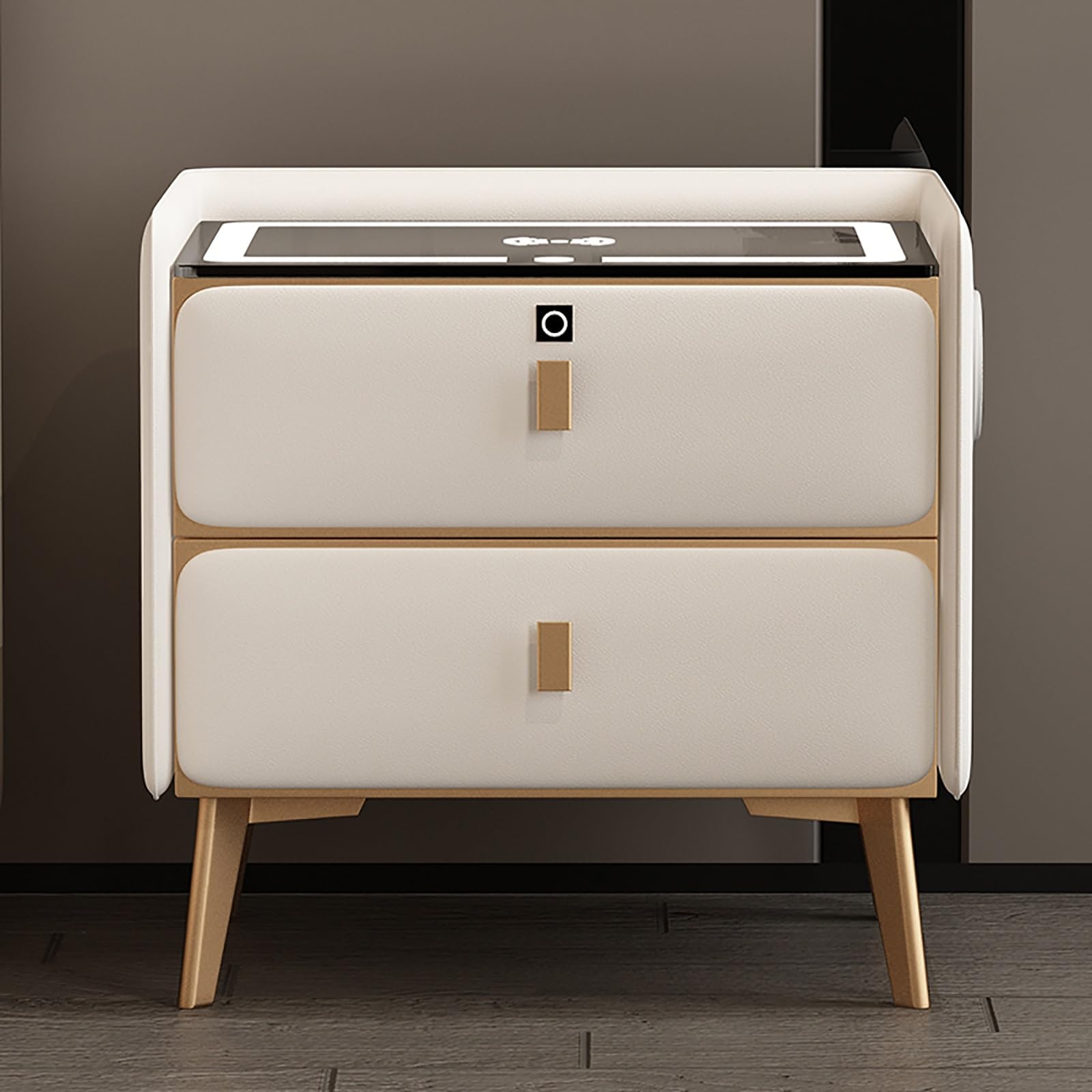 Table de chevet avec station de charge et tiroir à empreinte digitale pour chambre moderne