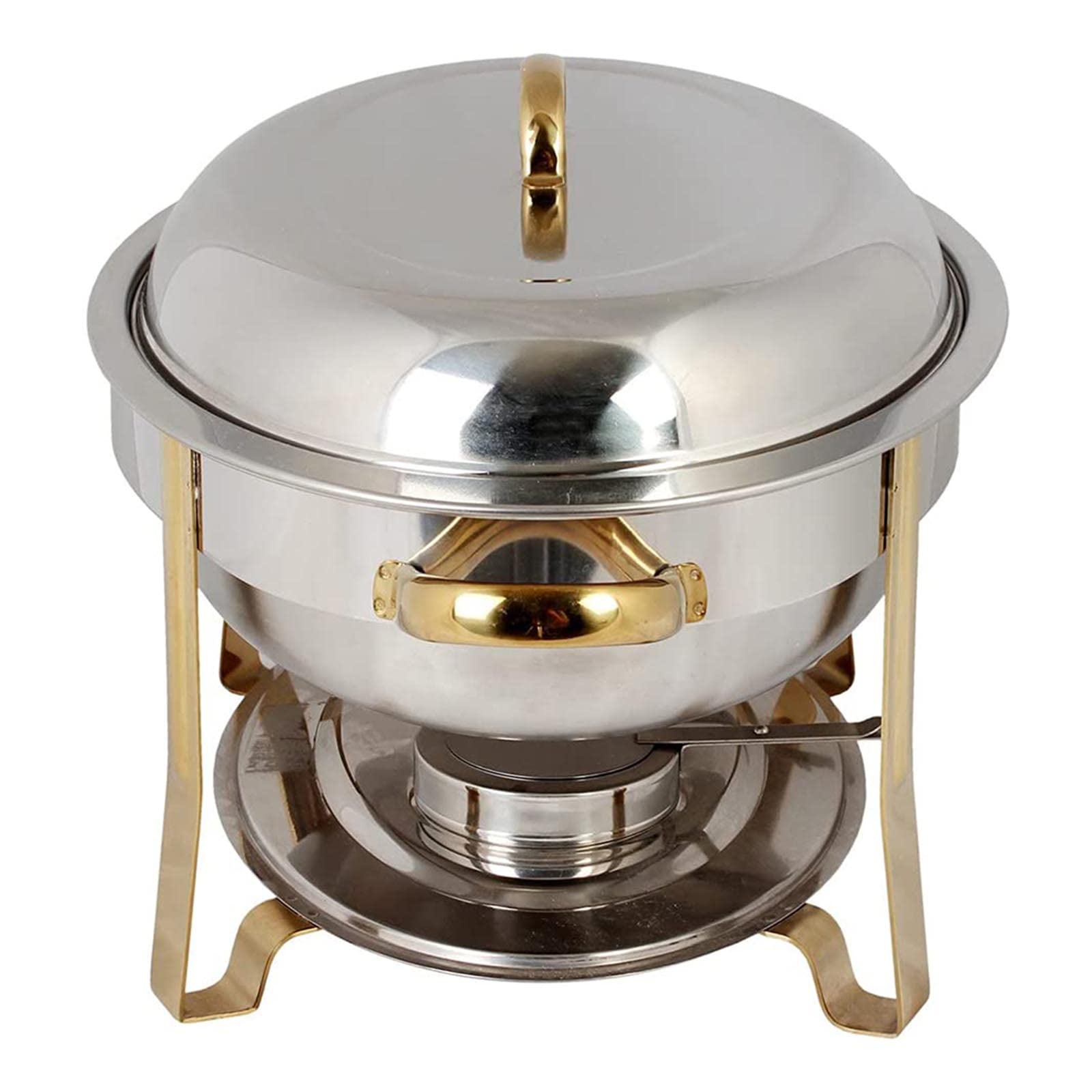 Chafing Dish Ovale, Set scaldavivande da 6 Litri con Coperchio, Supporto per pentola d'Acqua e Supporto per combustibile per Catering, Feste, Matrimoni, cene, Oro