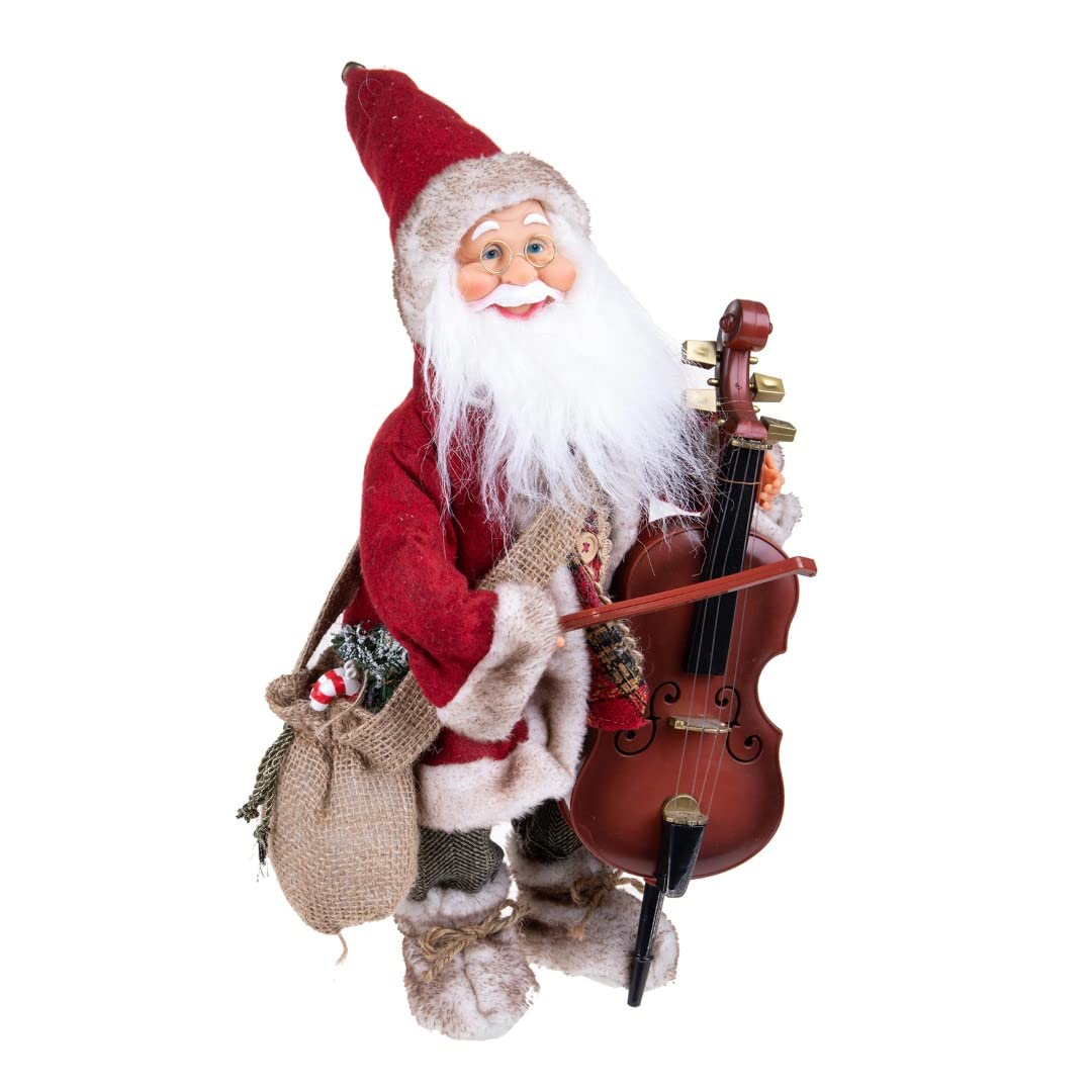 Magie di Natale Babbo Natale che si muove movimento con musica, barba folta e bianca, vestito e cappello (Contrabbasso, 46 cm)