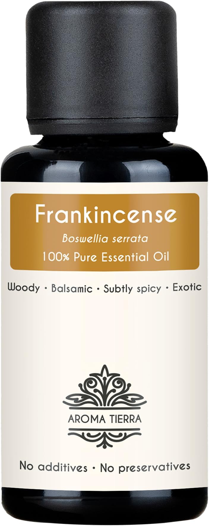Aroma Tierra Frankincense Essential Oil (Boswellia serrata) 30ml - 100% Pure, Natural & Undiluted - For Face & Skin Care, Wellness, Aromatherapy & Diffuser